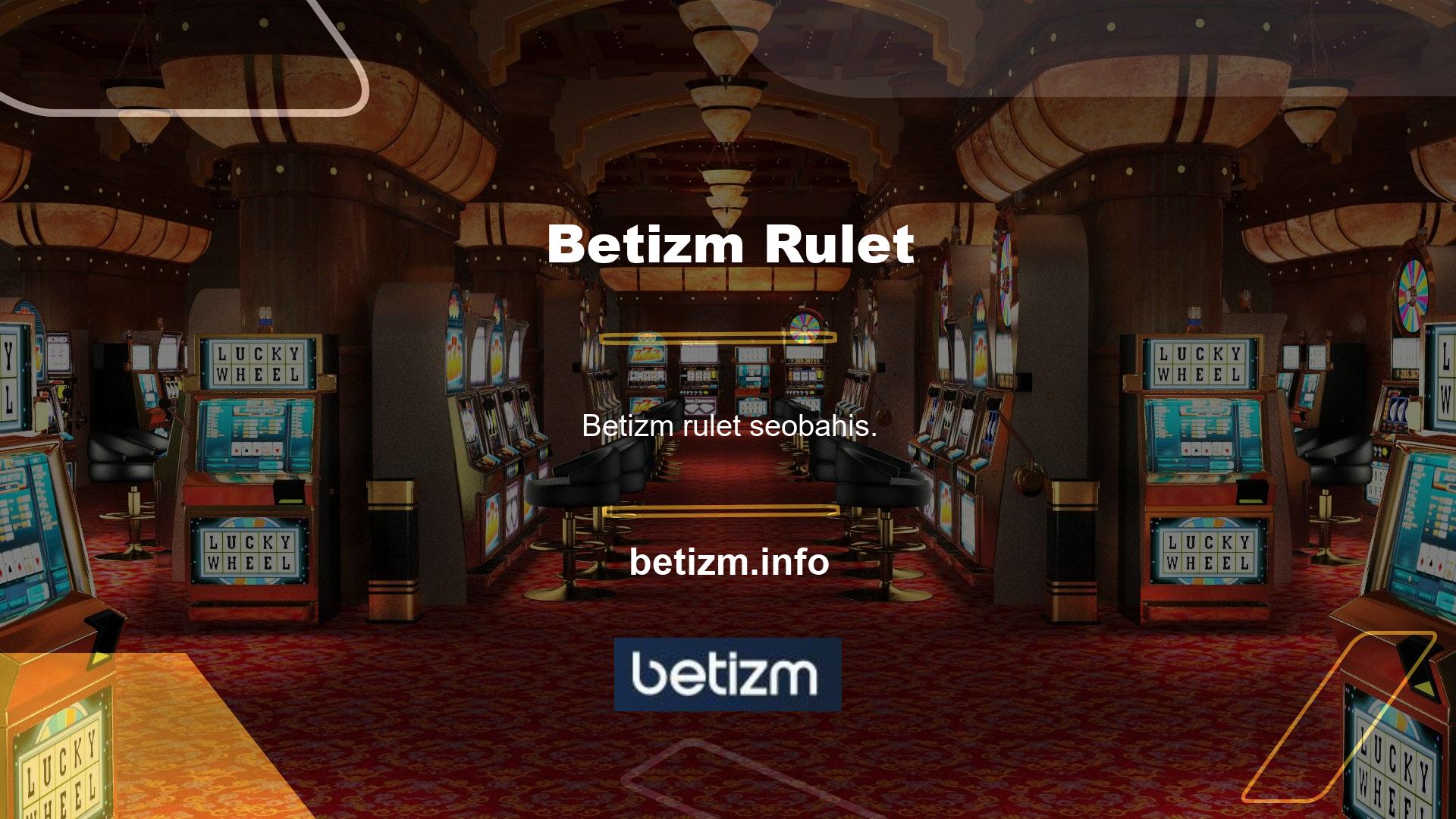 Rulet, blackjack, tekel, poker, bakara, otomatik rulet, bingo, ejderha kaplanı, düş kapanı, Betizm Bahis sitemizi kullanarak hizmetlerimizin bir parçası olarak sunduğumuz çok çeşitli bahis seçeneklerine de erişebileceksiniz